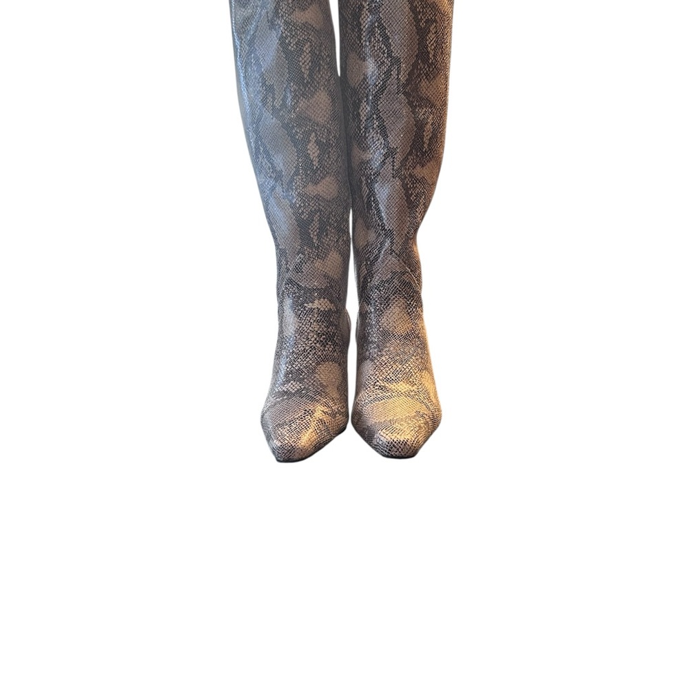 Lulu's Beige Snake Knee-High Boots